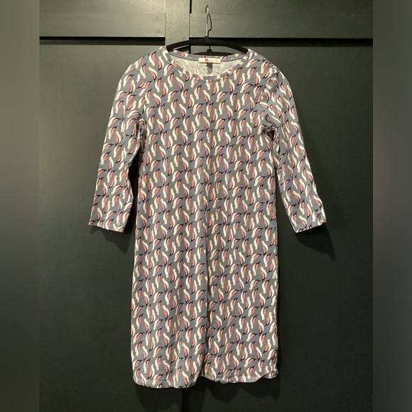 Boden Cotton mini Dress 3/4 sleeve Cockatoo Bird Novelty Print Fun Dress Size 2 - Picture 1 of 8